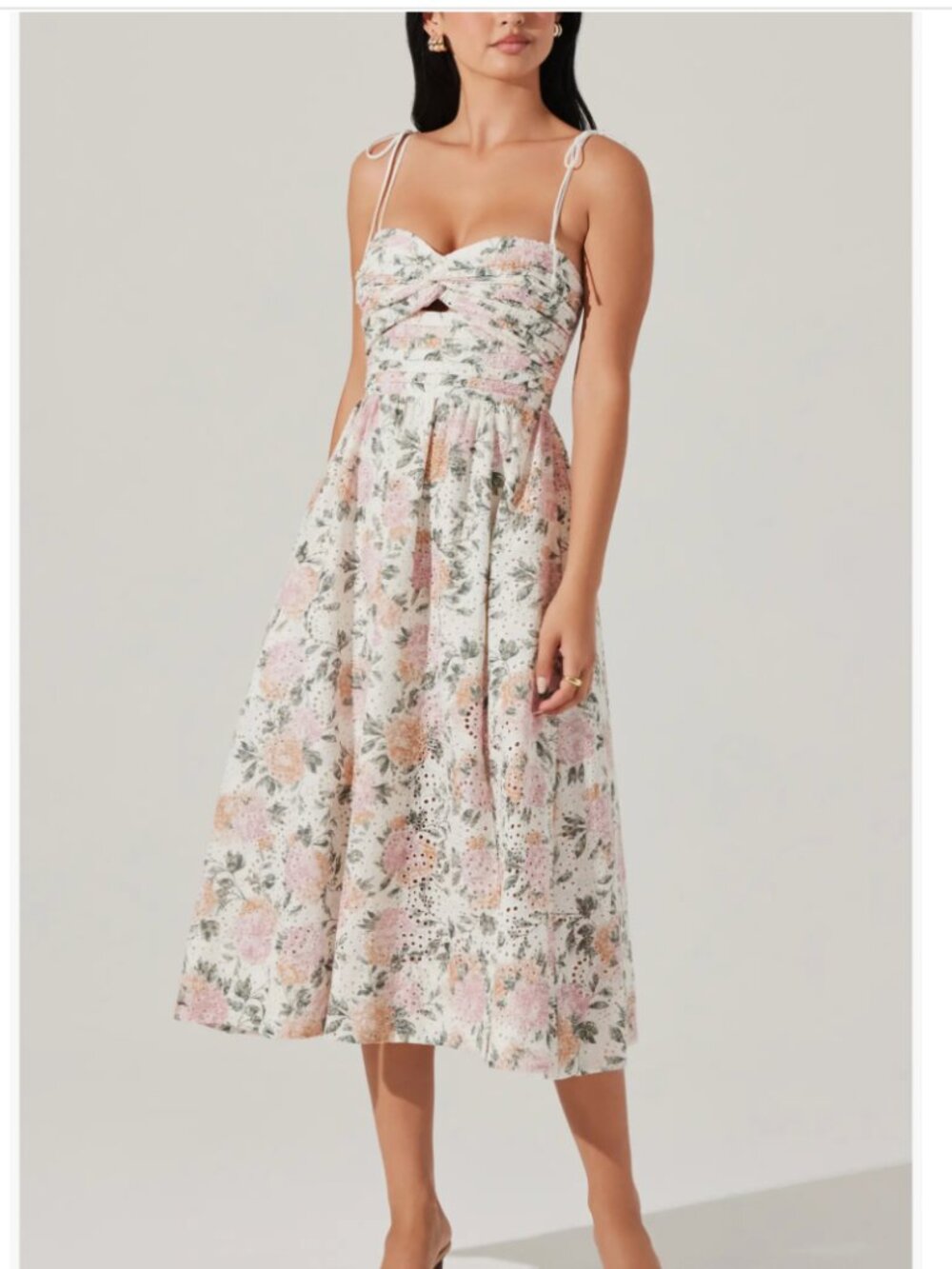 ASTR The Label Sariah Pleated Floral Midi Dress -Dusty pink floral - Size L NWT